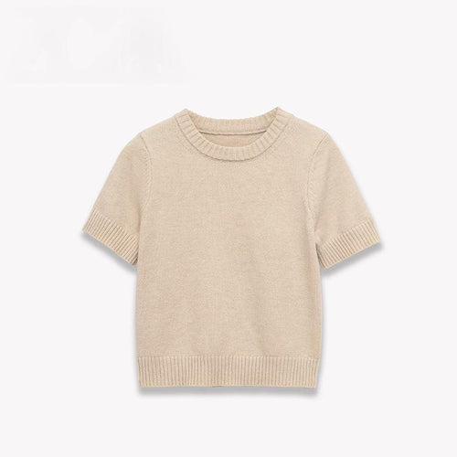 Womens Round-neck Simple Casual Knit Sweater
