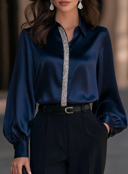 Womens Lantern-Sleeve Long-Sleeve Shirt Top