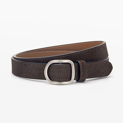 D-Shaped No-Hole Punch-Free Leather Belt For Women, Decorative Niche Design, Korean Style Genuine Leather Belt For Women, Trendy