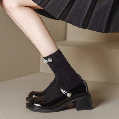 French Style Vintage Mary Jane Small Leather Shoes For Women