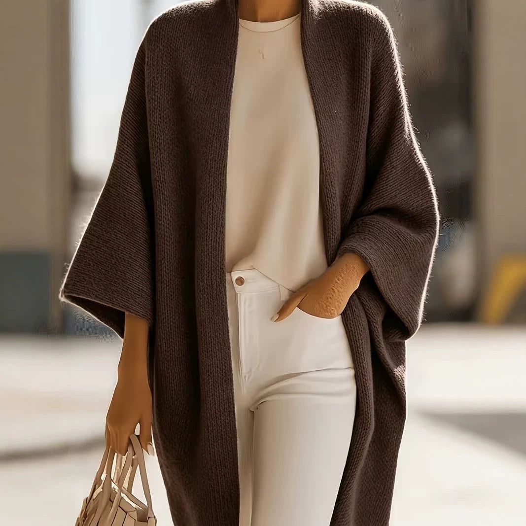 Women's Solid-color Versatile Knitted Shawl Jacket