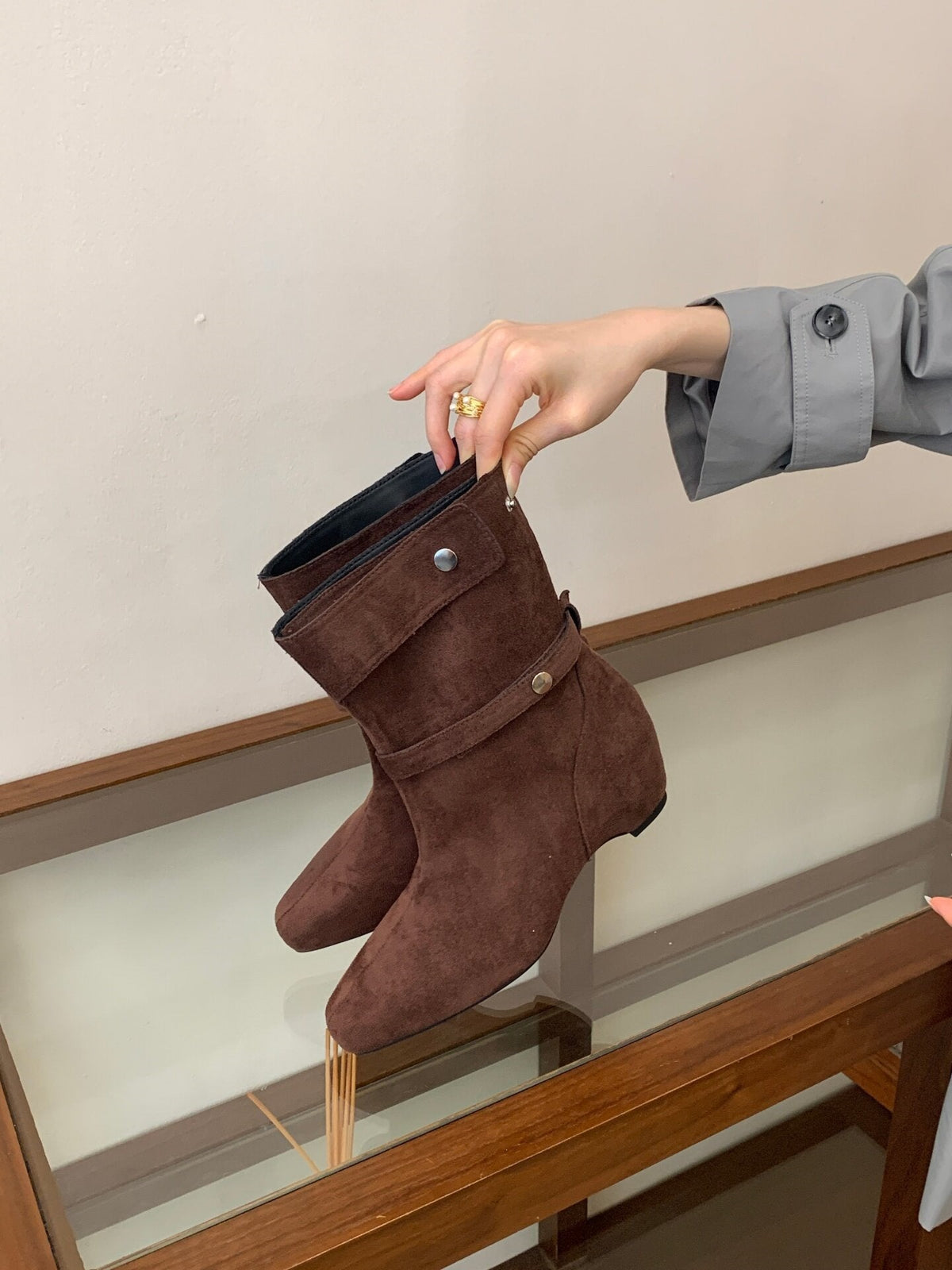 Women's Hidden-heel Suede Womens Riding Boots