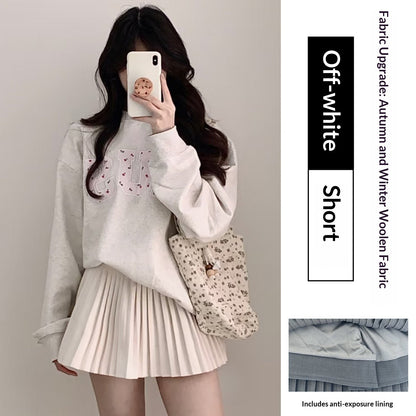 Woolen Slim Pleated Skirt For Women