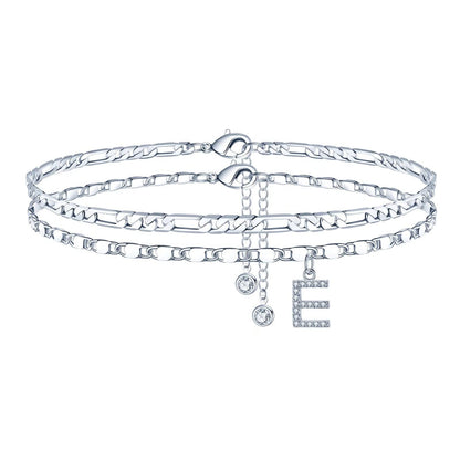 26-letter English Zircon-inlaid Pendant With An NK Chain, Double-layered