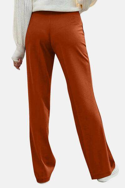 Decorative Button High Rise Pants for Stylish Comfort