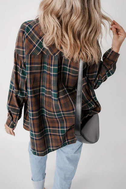 Plaid Button Up Long Sleeve Jacket for Women Stylish Fit