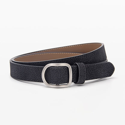 D-Shaped No-Hole Punch-Free Leather Belt For Women, Decorative Niche Design, Korean Style Genuine Leather Belt For Women, Trendy