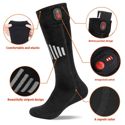 Electric Heating Pure Cotton Socks Skiing Casual Men And Women Warm-keeping Socks