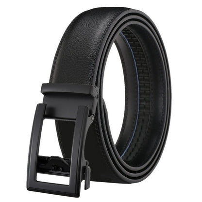 Men's Leather Belt Automatic Buckle Two-layer Cowhide Hollow