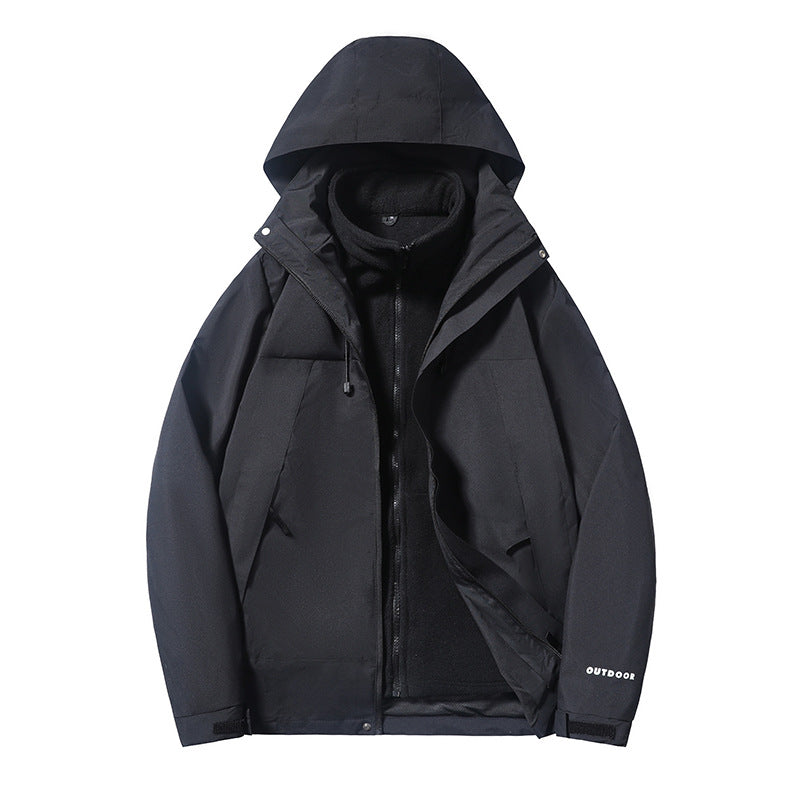 Three-in-one Outdoor Keep Warm Couple Color Matching Shell Jacket