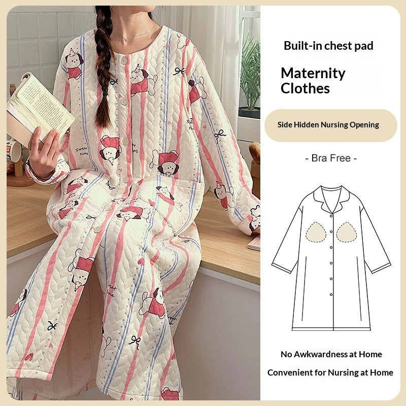 Air-cotton Padded Nursing Dress For Pregnant Women With Built-in Breast Pads