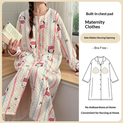 Air-cotton Padded Nursing Dress For Pregnant Women With Built-in Breast Pads