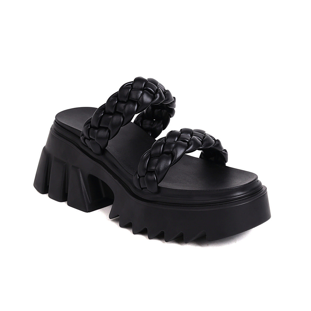 Women's Versatile Woven Platform Large-size Sandals