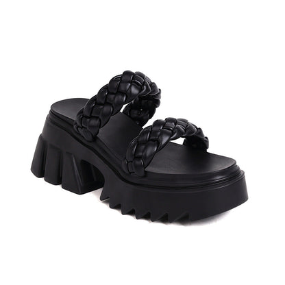 Women's Versatile Woven Platform Large-size Sandals