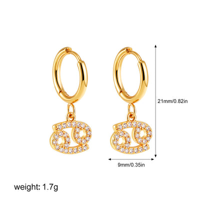 Zodiac Micro Paved Zircon Earrings