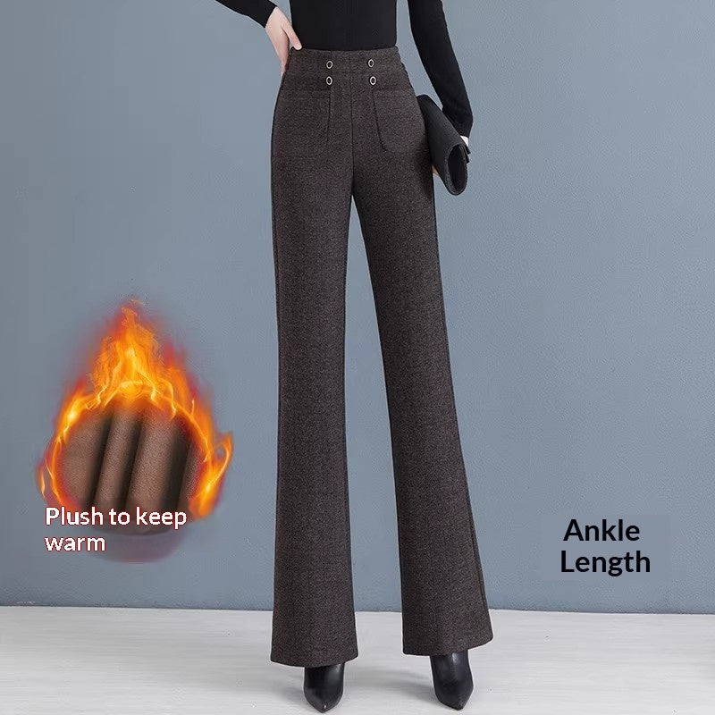 Womens Fallwinter Fleece-lined Slimming Bootcut Pants New Style