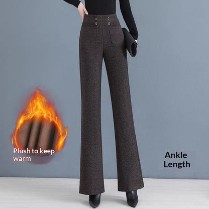 Womens Fallwinter Fleece-lined Slimming Bootcut Pants New Style