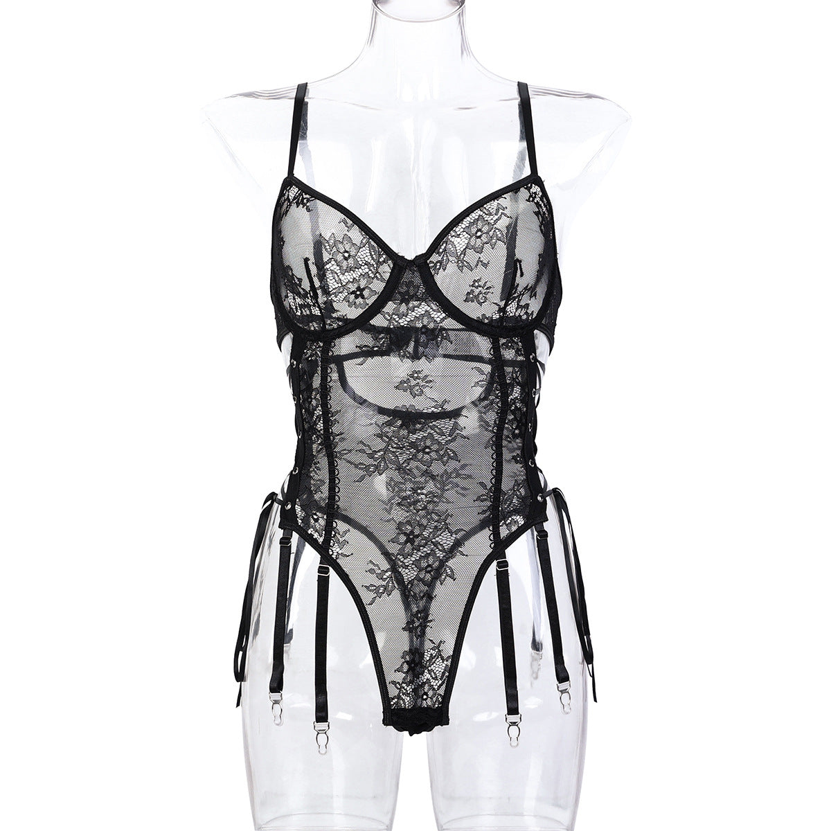 Lace Cross-Strap Hollow-Out Ribbon Adjustable Sexy Jumpsuit For Women