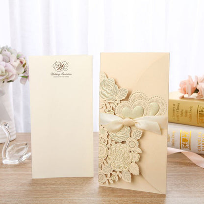 Chinese Style Vertical Ribbon Wedding Invitation Invitation