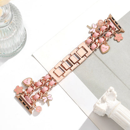 For Iwatch Strap Xiaoxiang Style Iwatch6543 Generation Denim Chain Metal BraceletXiaoxiang Style Strap