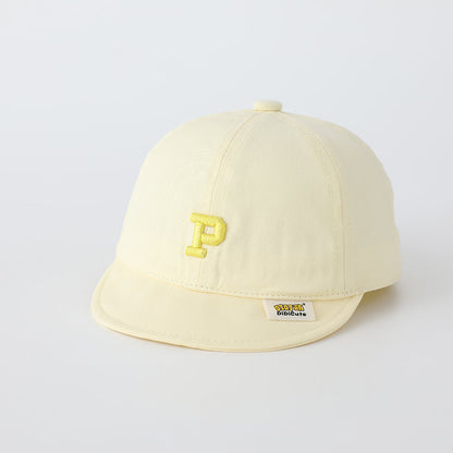 Children's Solid-color Letter P Three-dimensional Embroidered Adjustable Simple And Trendy Soft-brim Baseball Cap Suitable For Outdoor Outings