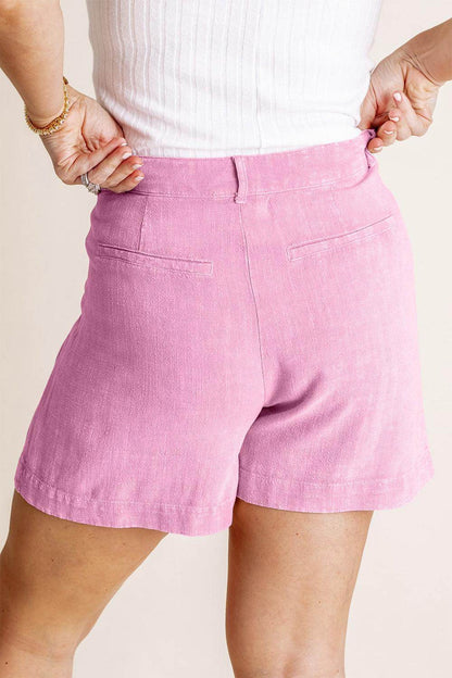 HYFVE High Waist Pleated Linen Shorts for Stylish Comfort