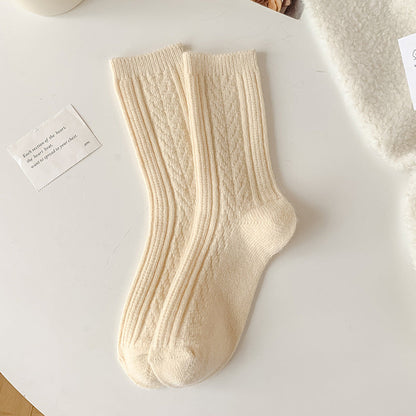 Milky White Twist Wool Socks Children