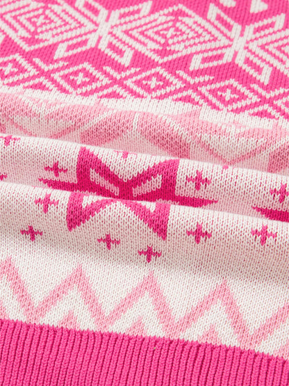 Christmas Snowflake Quarter Zip Collard Sweater