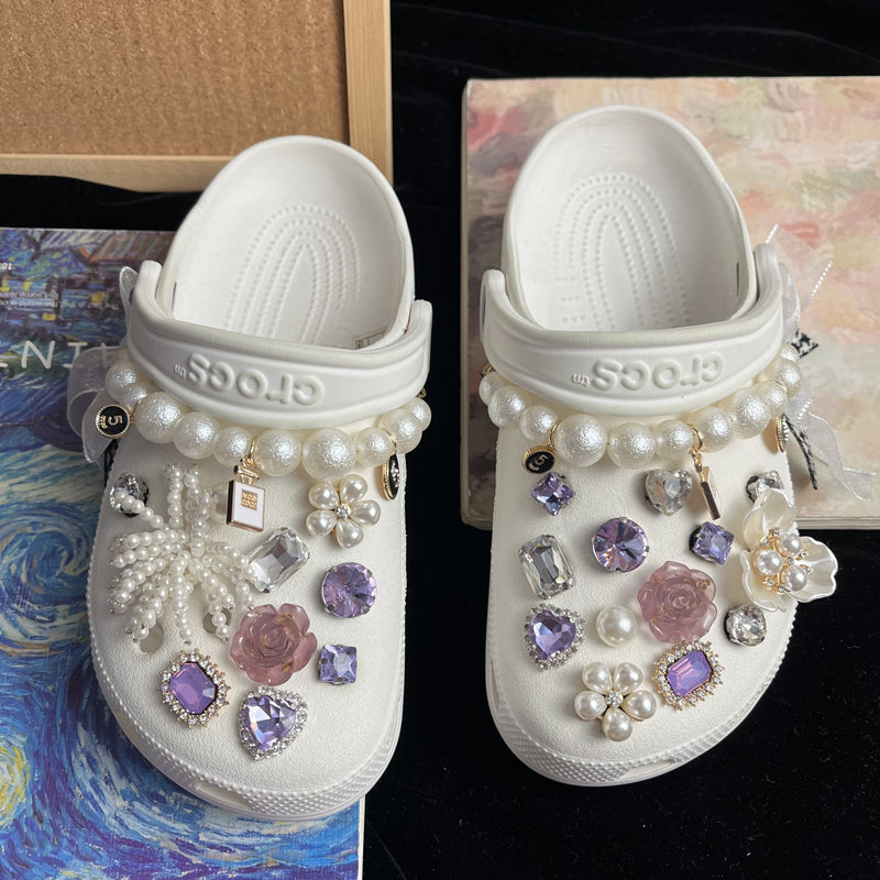 Pearl Chain Buckle Shoe Flower Accessories
