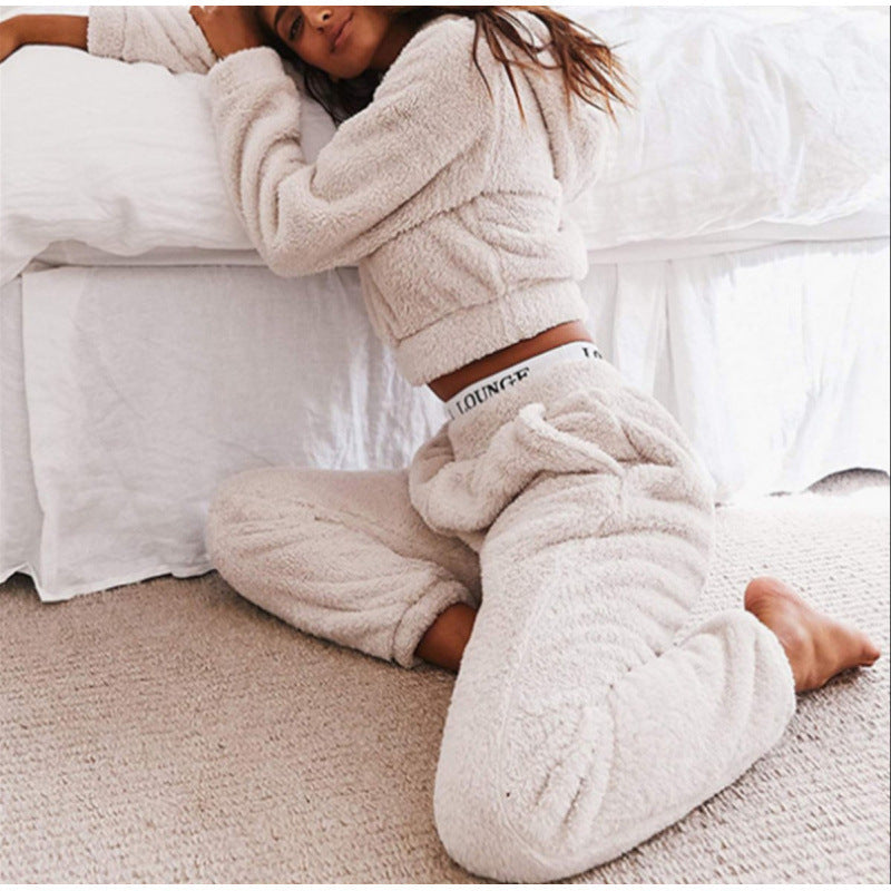 Women's Plush Hooded Casual Set