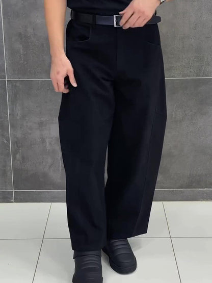 Black 3D Tailored Wide-Leg Cropped Pants