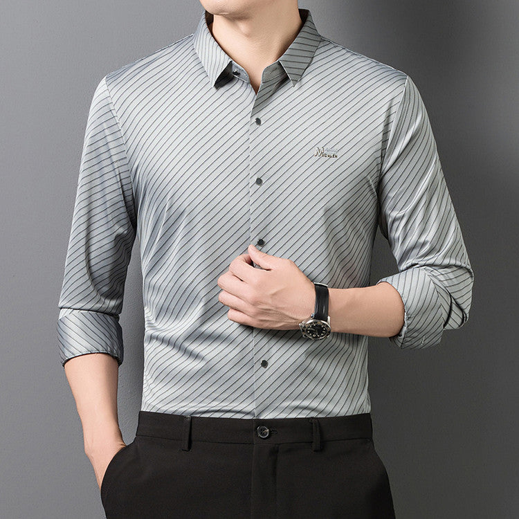 Long-sleeved Striped Mens Shirt