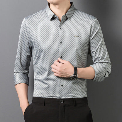 Long-sleeved Striped Mens Shirt