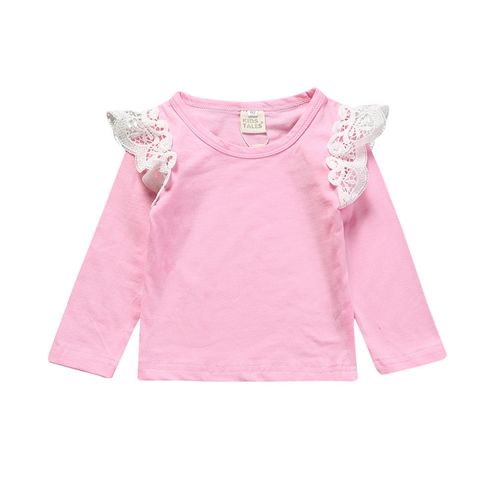 Lace Cotton Long-sleeved T-shirt Bottoming Shirt