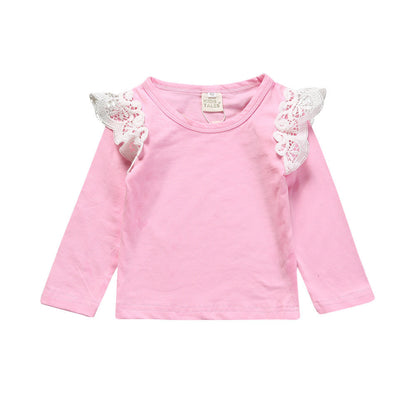 Lace Cotton Long-sleeved T-shirt Bottoming Shirt