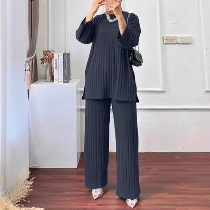 Womens Long-sleeve Shirt And Pants Set