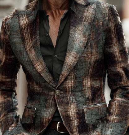 Mens Floral Blazer With Print Suit Jacket