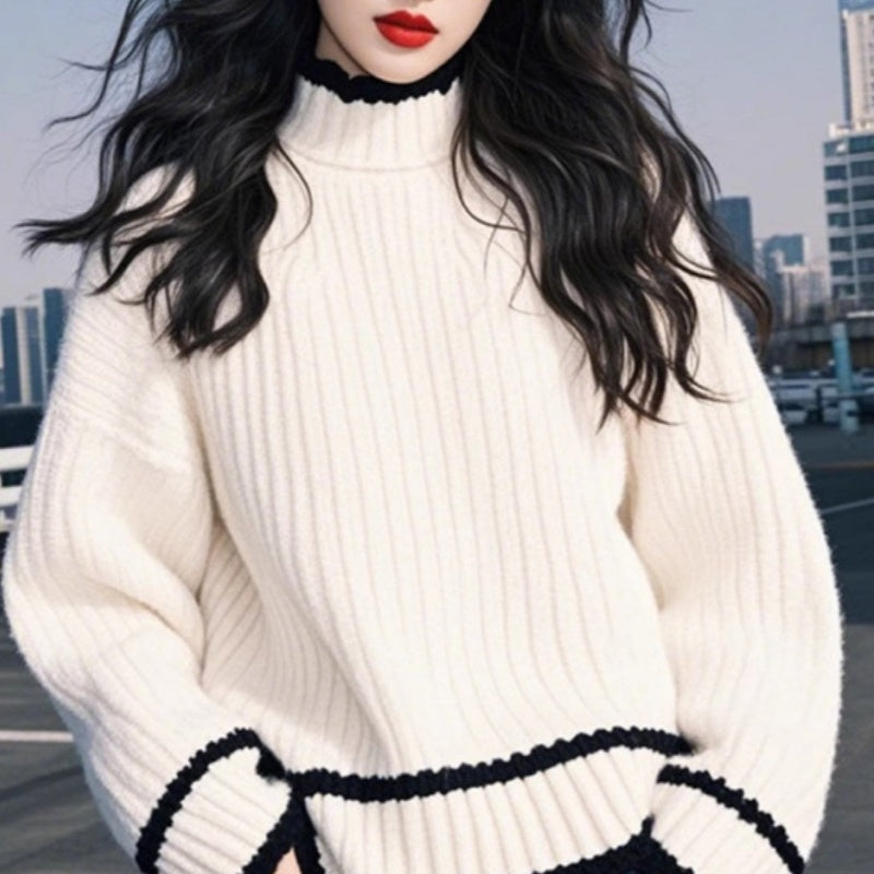 Women's Loose-fit Retro Casual Knit Top