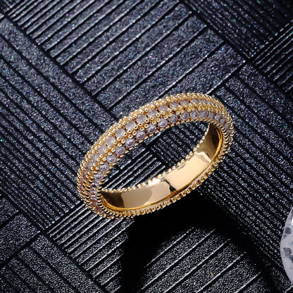 Joseph Jewelry Three-sided Zirconium Shiny Diamond Ring Ring European And American Style Fashion Personalized Hip Hop Ring Trend