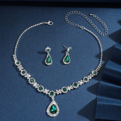 Bridal Jewelry Womens Set Cross-border European And American Crystal Water Drop