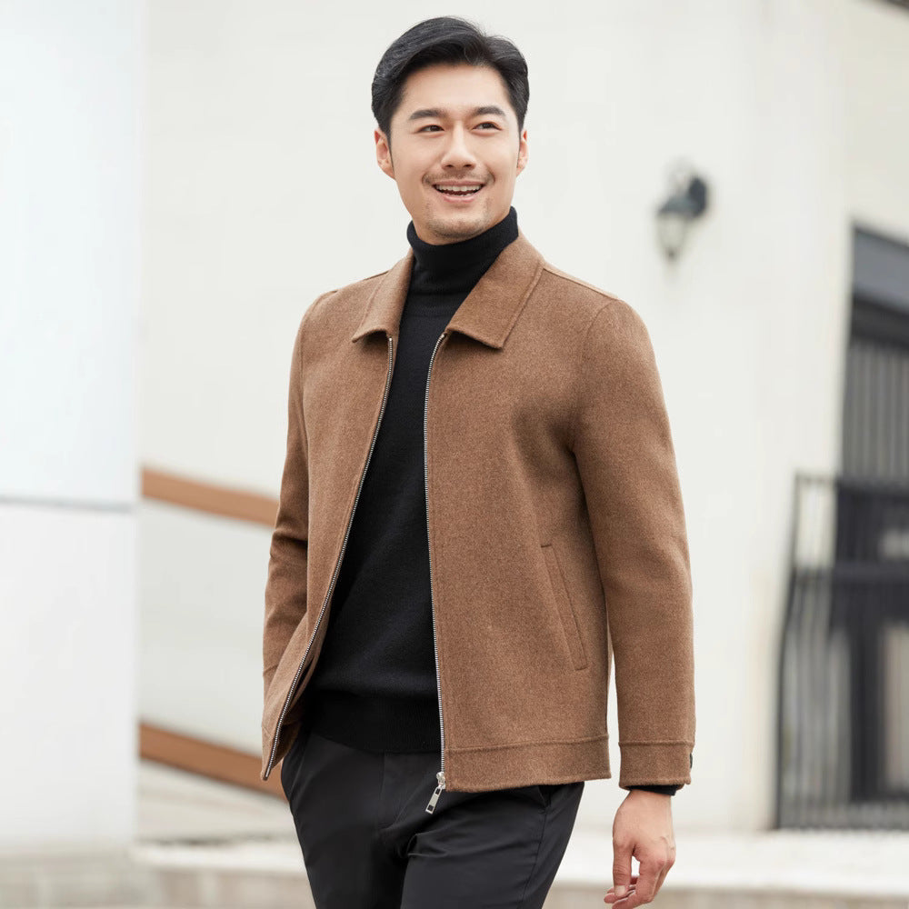 Wool Mid-Aged Business Short Lapel Wool Jacket