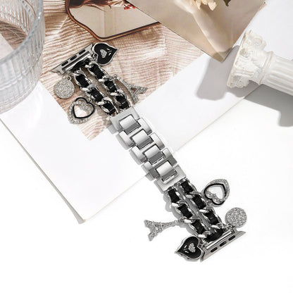 For Iwatch Strap Xiaoxiang Style Iwatch6543 Generation Denim Chain Metal BraceletXiaoxiang Style Strap