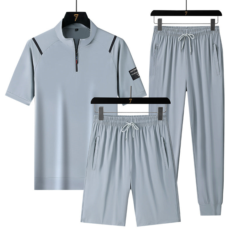 Casual Ice Silk Quick-drying Three-piece Suit For Men