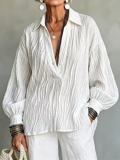 Women's V-neck Long Sleeve Shirt