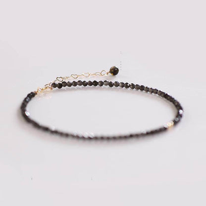 Ultra-fine Natural Obsidian Anklet For Women