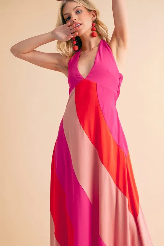Aemi+Co Color Block Sleeveless Maxi Dress