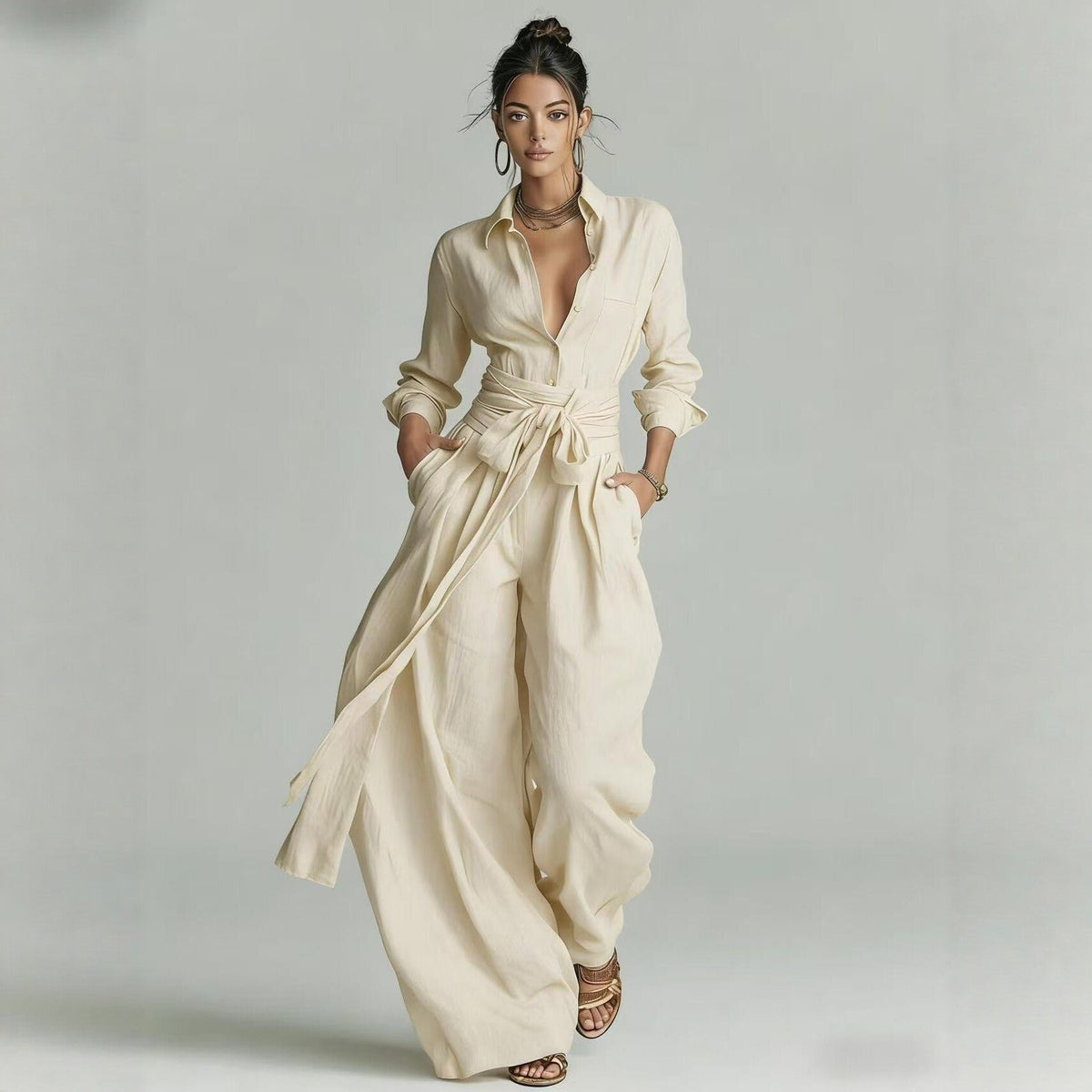 Loose-fitting High-waisted Wide-leg Jumpsuit