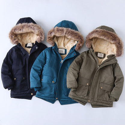 Fleece-lined Thickened Boys Cotton-padded Cotton Wadded Jacket