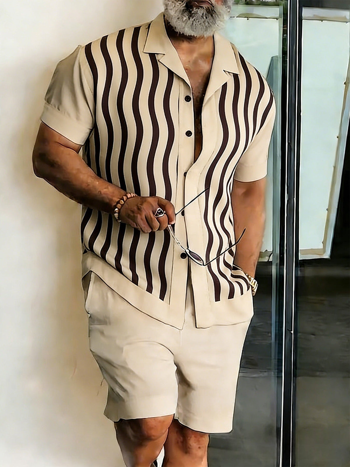 Short-sleeve Shirt And Beach Pants Casual Set