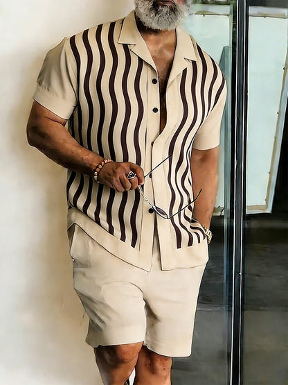Short-sleeve Shirt And Beach Pants Casual Set